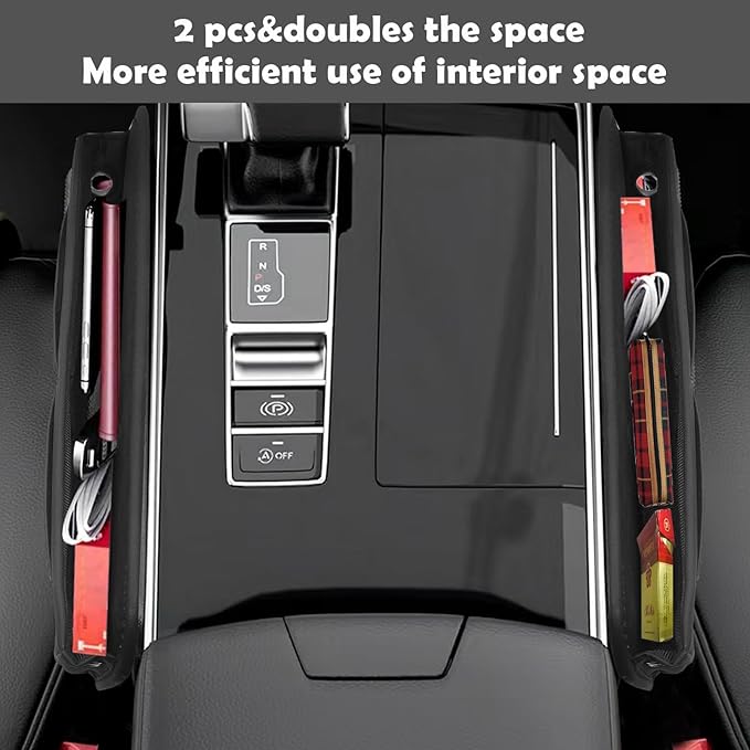 2 packs,Car Leather Seat Gap Filler Organizer and Front Seat Organizer,Center Console Organizer with Card Slots for Car Suv Truck,Fill The Gap Between Seat and Console,Store Phone,Credit Cards,Keys