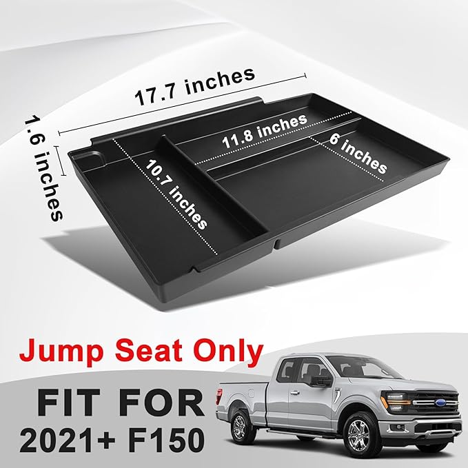 Muslogy Jump Seat Center Console Organizer Compatible with Ford F150 2021-2025 2026 Accessories Storage Insert Box Console Armrest Divider(Jump Seat ONLY) - Lower Organizer