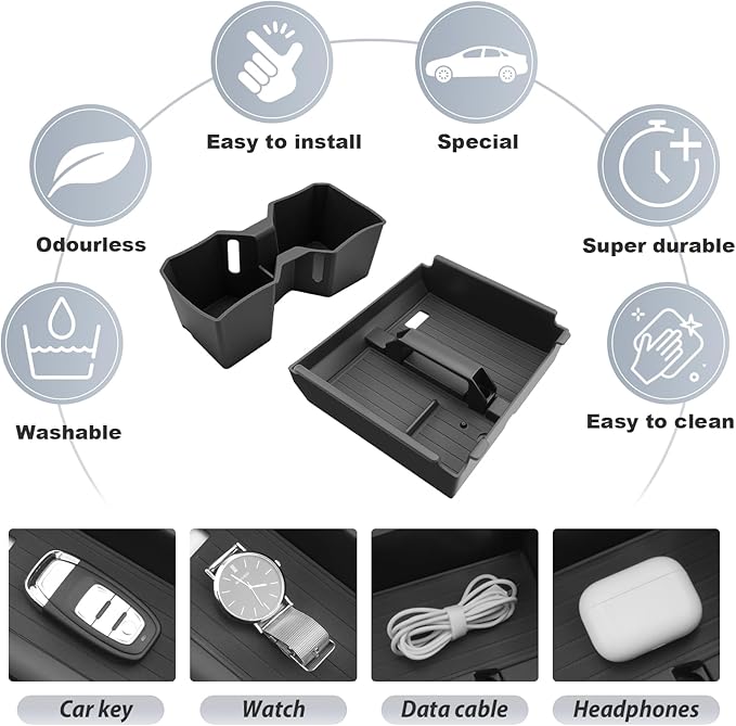 SKTU 2Pcs 2025 2026 4Runner Center Console Organizer for 2025 2026 Toyota 4Runner Cup Holder & Console Organizer Toyota 4Runner 2025 2026 Accessories Durable Console Tray Cup Holder