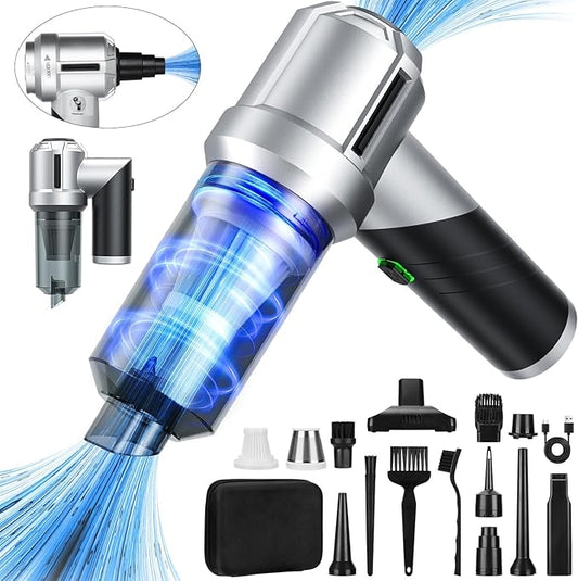 Car Vacuum Portable Cordless with 18000PA Super Suction, 4 in 1 Portable Air Blower/Car Vacuum 90°Foldable Handheld Rechargeable Brushless Motor, Gifts for Valentine's Day for Home, PC