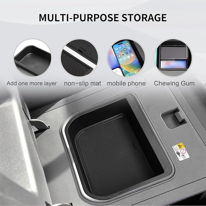 SMABEE Center Console Cool Box Organizer for Toyota Land Cruiser Prado 250/ Lexus GX 550 2024 2025 2026 Armrest Storage Box ABS Insert Tray Accessories (Only Fit Cool Box) Black