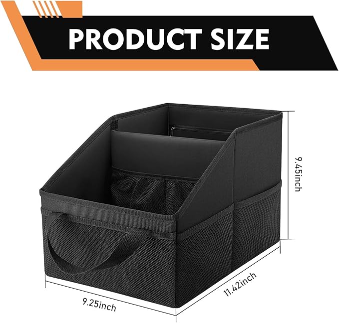 Car Seat Organizer, Backseat Car Organizer, Collapsible Organizers and Storage with Handles and Mesh Pockets, Fit for Front/Rear Consoles Back Seats (Black)