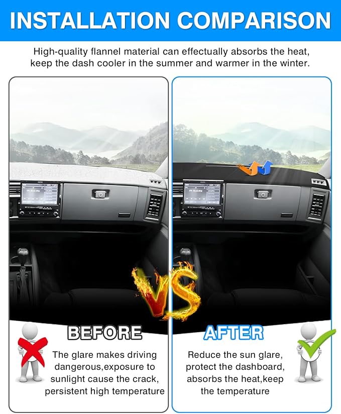Autorder Dashboard Cover Mat for 1986-1993 Chevy Chevrolet S10 Blazer/GMC S15 Jimmy Sonoma/1991-1994 Oldsmobile Bravada Accessories Dash Cover Flannel Dash Mat Sunshade Glare UV Rays Protector