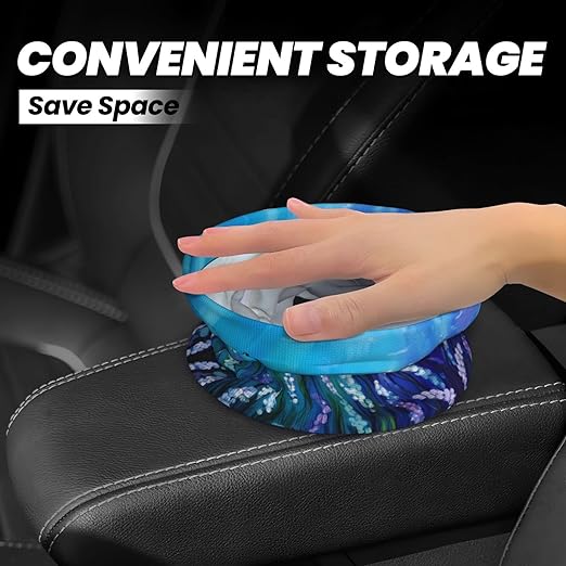 Purple Flowers and Cute Dragonfly Car Trash Can Leak Proof Hanging Waterproof Garbage Can Multipurpose Trash Bin for Car SUV Front Seat Headrest Collapsible and Portable Storage Pocket