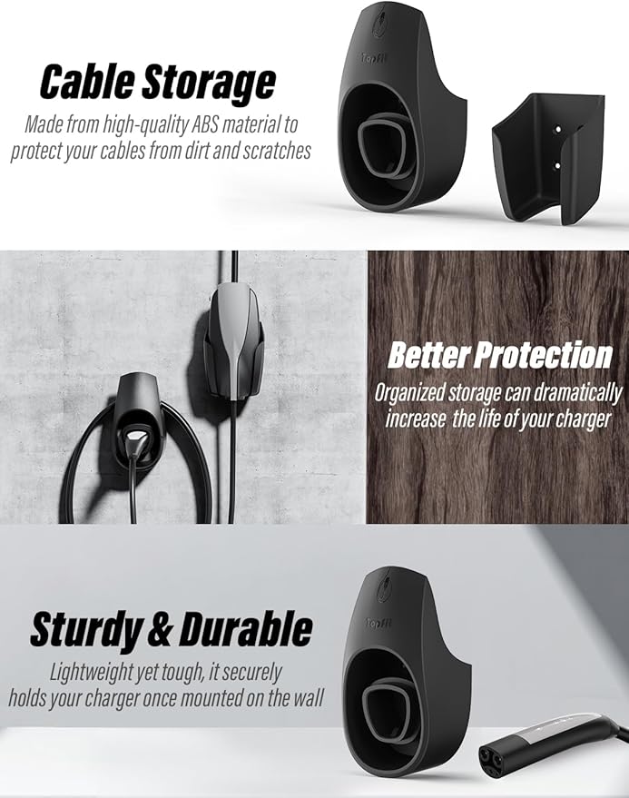 BMZX EV Charger Holder for Tesla, Wall Mount Kit for Tesla Charger Holder, Charging Cable Organizer with Charger Slot Fit for Model 3/Y/S/X