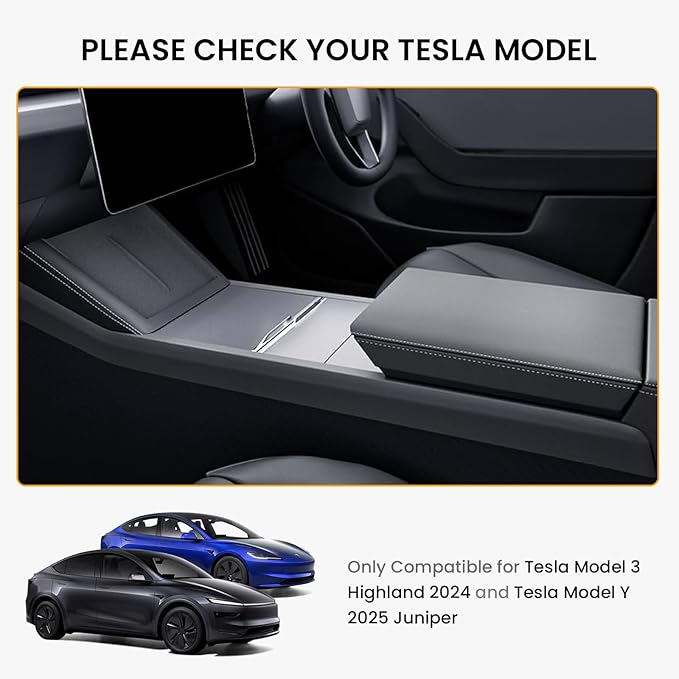 Center Console Organizer for Tesla Accessories: 3PCS Center Console Storage Hidden Box Armrest Tray for Tesla New Model 3 (2024-2026)/Model Y Juniper(2025-2026) with ABS PVC Easy Cleaning Anti-Slip