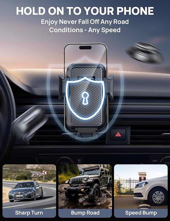 Car Phone Holder Mount [Military Grade Stable], 360° Rotatable Suction Cup Car Phone Mount for Dashboard Windshield ,Truck Cradle Stand for iPhone 17 16 15 Pro Max Samsung All Phone-2026 Upgraded