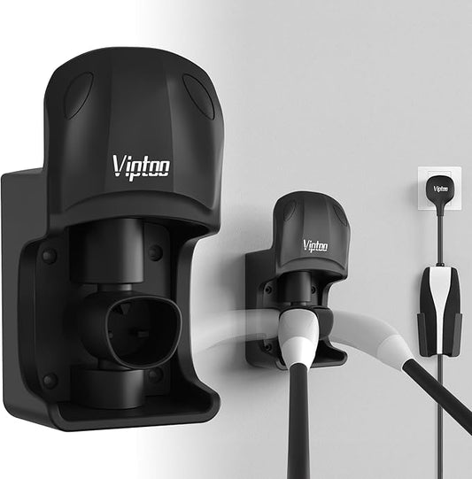 VIPTOO Tesla Charger Wall Mount Holder, Charging Cable Organizer with 180° Rotation for Model 3/Y/S/X, Unique Sports Car Design