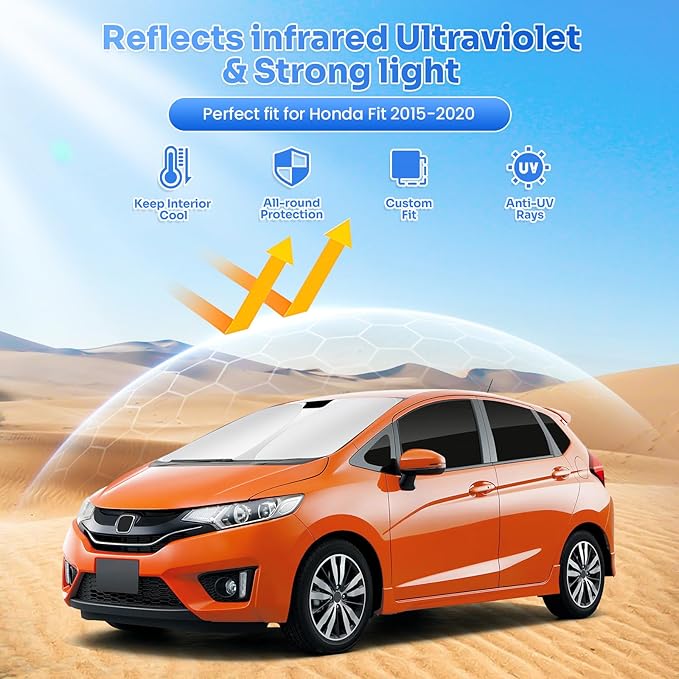 Canvcle Window Shades for 2015-2020 Honda Fit Accessories Windshield Sun Shade Side Rear Window Covers Sunshade Sun Visor Shield Privacy Protection for Camping Keep Vehicle Cool Black 10PCS