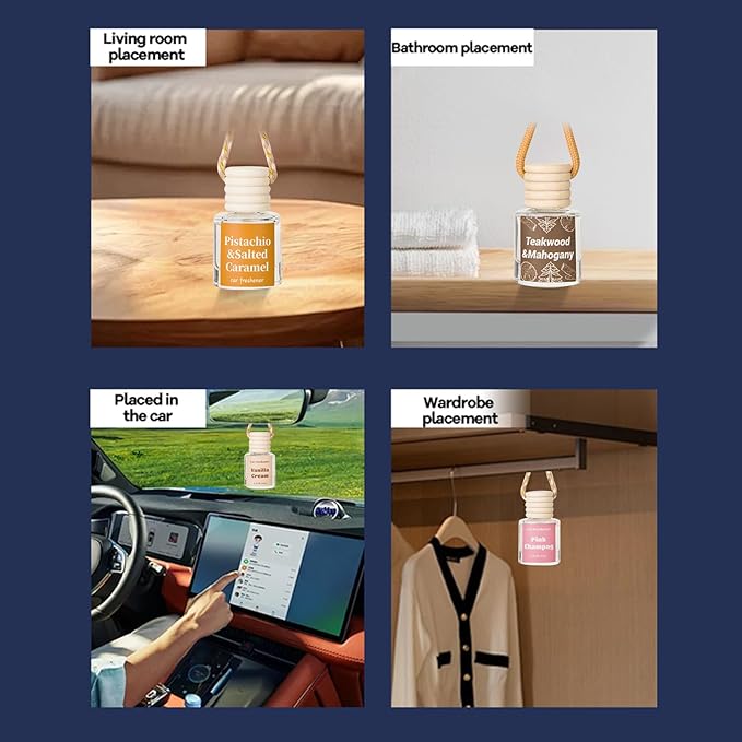 Car Air Freshener Diffuser, Hanging Car Scents Air Freshener, Car Fresheners Long Lasting, Essential Oil Diffuser, Fragrance Oil, 4pcs