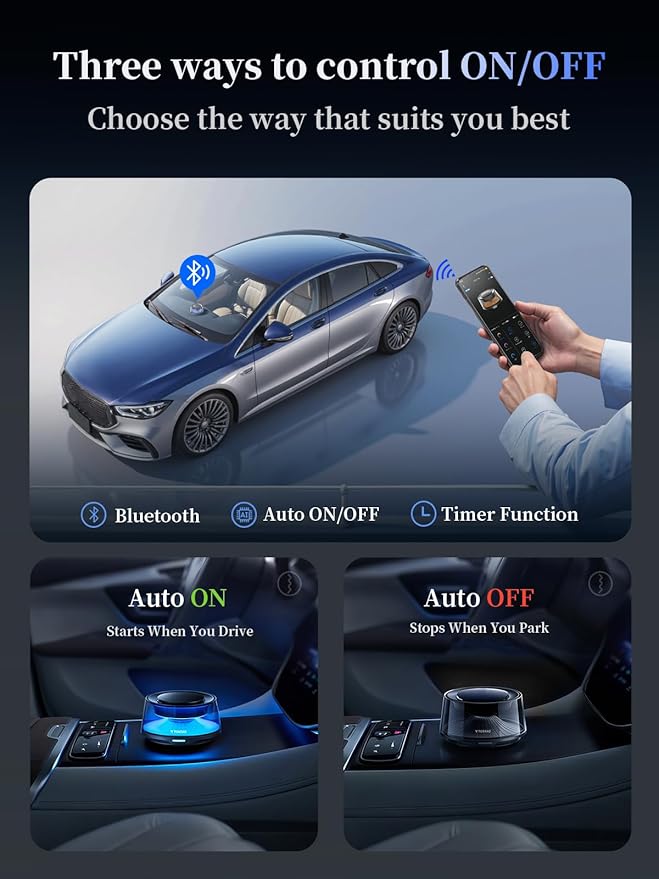 TORRAS Smart Car Air Fresheners Diffuser, The First App Control Car Freshener, Solar & USB-C Charging, Auto ON/OFF, Cherry Blossom & White Musk, Lasts Up to 5 months, CF20 Pro Fragrance Diffuser