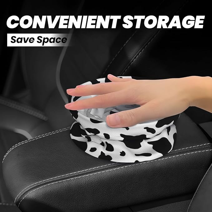 Car Trash Can Milkcow Print Pattern Multipurpose Collapsible Leakproof Trash Bin Car Accessories for Car Automotive Truck SUV