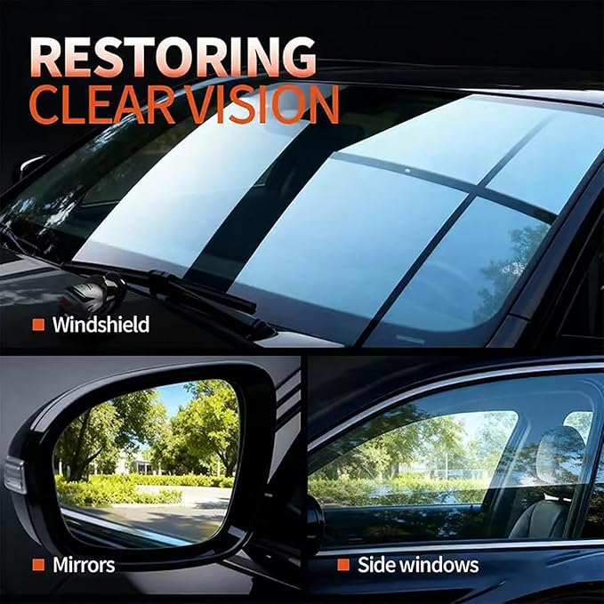 Glass Oil Film Remover for Car, Glass Emulsion Cleaner, Cleaning Board Removes Oil Film & Smudges, Improve Windshield Clarity for Safe Driving