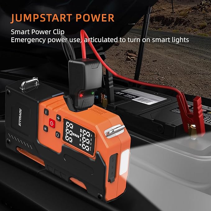 Jump Starter with Air Compressor 4000A Portable Battery Pack 10000mAh Power Bank Emergency SOS LED Light 22-Cylinder 150PSI Cordless AutoShutoff Tire Inflator Window Breaker