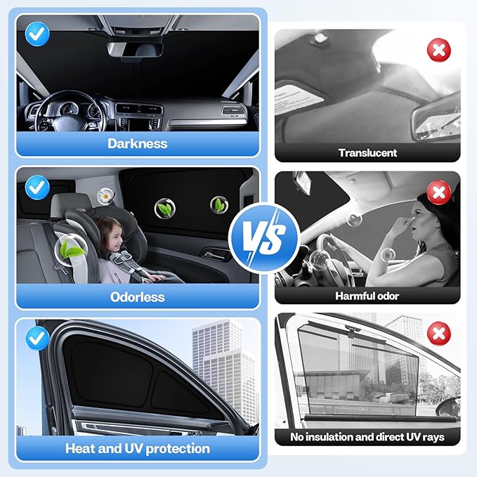 T TGBROS Windshield Sun Shade for Honda Accord 2018-2022 Car Window Shades Thicken UV Block and Blackout Privacy Foldable Sunshades 8PCS Accessories Keep Cool Sun Visor Covers