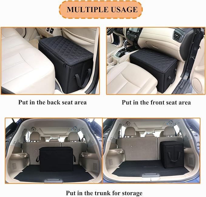 Dog Car Seat Extender with Storage, Front & Back Seat Extender for Dogs, Gap Seat Filler for Car, Suitable for Dogs up to 200lbs (Small Size: 19.3"x9.85"x13")