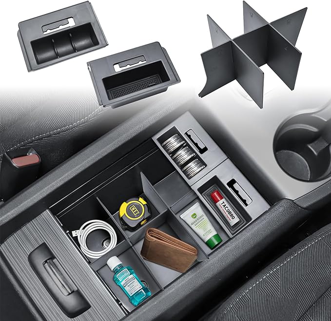 TACORBO Phone Cable Adapter & Console Dividers for Honda Pilot 2016–2022, Ridgeline 2017–2023, Passport 2019–2023, Center Console Organizer with ABS Material & Anti-Slip Rubber Pads