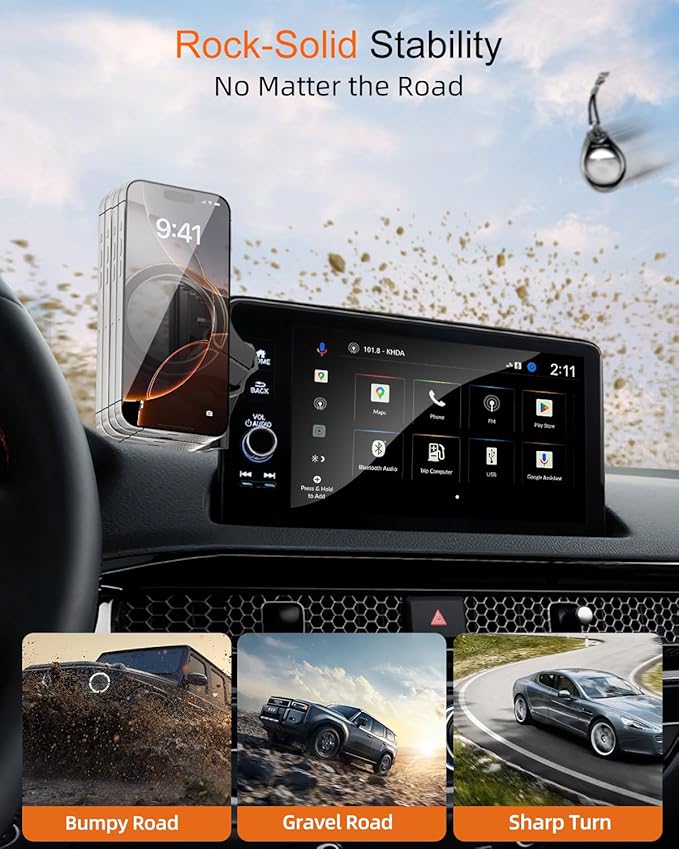 pop-tech Magnetic Phone Holder for Honda Civic 11th Gen 2022 2023 2024 2025 2026, 360° Car Screen Phone Mount Made for Civic Hatchback Sedan Touchscreen, Compatible with Magsafe iPhone Accessories