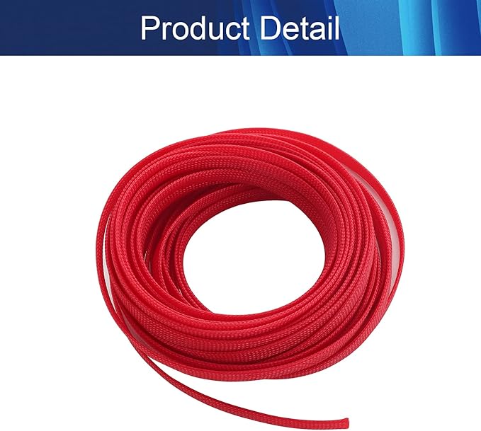 Aicosineg Cable Sleeve Braided Sleeving PET Wire Loom Tubing Cable 32.81ft-2/5inch Wrap Protector for HiFi Audio and Video Headphone Cable Protect Wires from Chewing of Pets Red