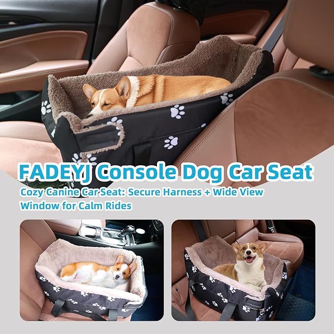 Center Console Dog Car Seat, Pete Console Car Seat for Cats Dogs Middle (Black)