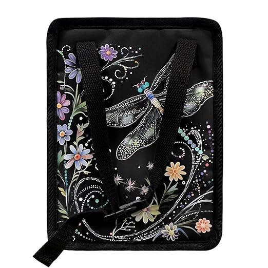 Talayituse Dragonfly Flower Print Car Trash Can with Lid, Leak Proof Auto Trash Bag Hanging Vehicle Garbage Can Multipurpose Storage Container for Back Seat Road Trip