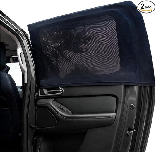 2Packs Universal Car Window Screen for Rear Window 25"(H) X43(W), Elastic Mesh Sun Shade Car Camping Window Cover, Fit for Most Cars Large SUVs, Truck, Pickup