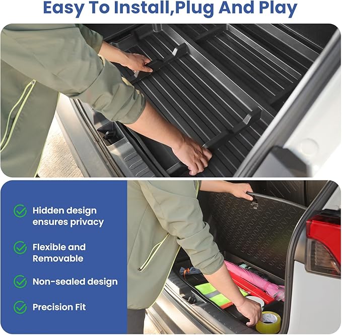 Hidden Trunk Organizer Tray for 2019-2025 Toyota RAV4 LE XLE XSE Hybrid, Trunk Hidden Storage Box for 19-25 RAV4 Accessories