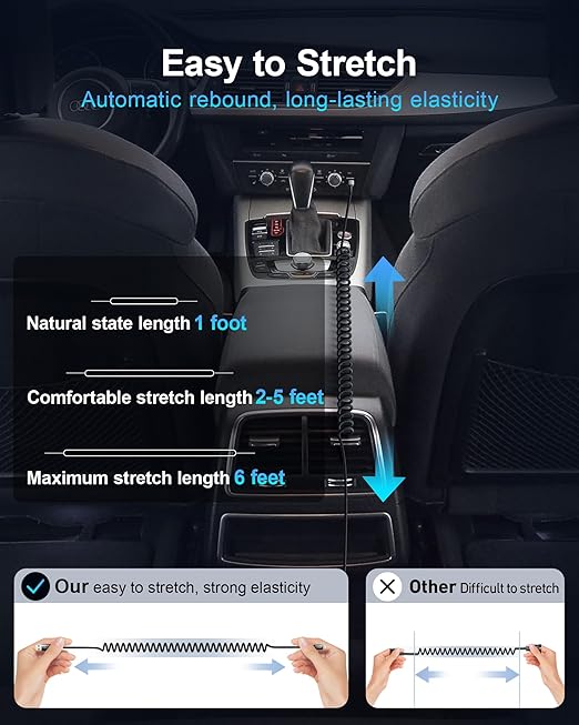 Coiled USB A to USB C Cable 6FT, 2Pack USB C Cables for Car, USB to USB C 66W Fast Charging Upgraded Amazing Durable Braided USB C Cable for iPhone 17 16 15/Pro Max/Plus, Samsung Galaxy S10 and More