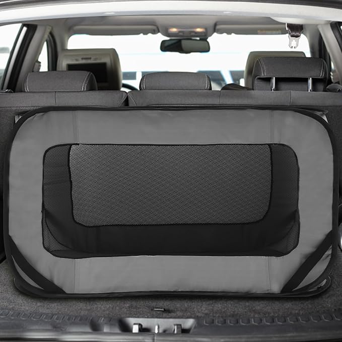 Dog Car Net Barrier Pet Barrier with Hooks Foldable Stretchable Storage Bag Universal for Cars, SUVs -Easy Install, Car Divider for Driving Safely with Children & Pets
