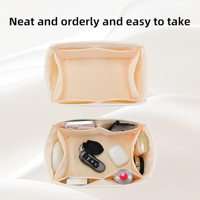 DGAZ Silk Purse Organizer Insert Fits LV Speedy 16/20/25/30/35/45 bags，Silky Smooth Bag Organizer，Luxury Handbag & Tote Shaper（Craie，SP35）