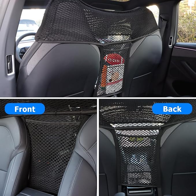Car Dog Barrier Net Car Mesh Organizer Back Seat Divider for Dog Easy Install 2 Pieces (for One-Piece Seats)