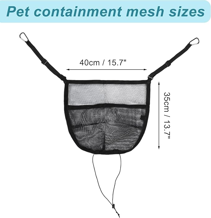 Dog Car Barrier, with Elastic Mesh, Universal Pet Divider, for Safe Driving with Children Pets, Easy Installation, Black, 15.7"x13.7"