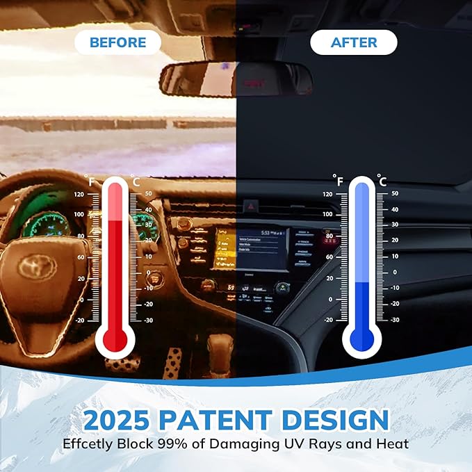 SEPORUD Windshield Sun Shade New American Eagle Flag USA Patriotic Design - Folding Car Front Window Sunshade for Cars SUV Trucks, Max UV Blocking and Keep The Vehicle Cool(64"x33.5")