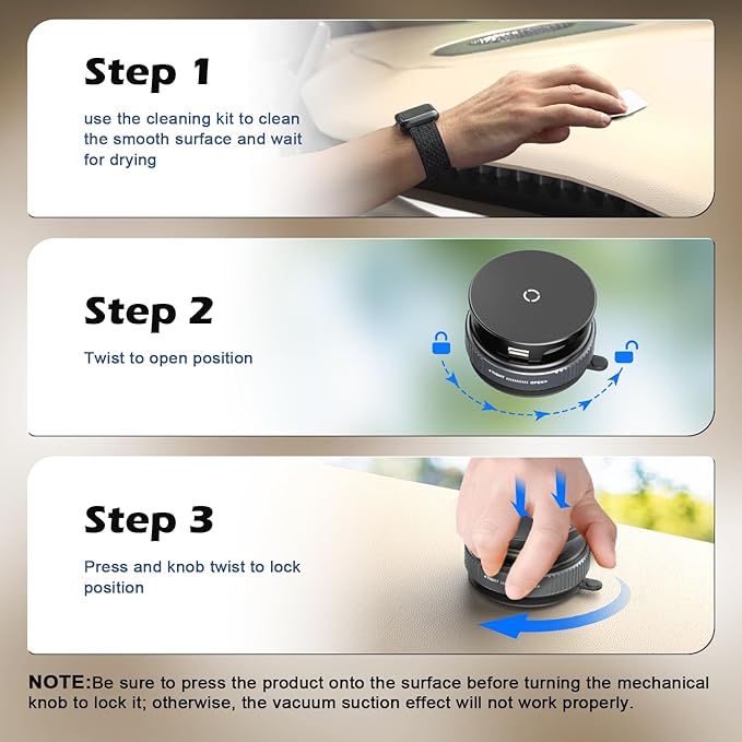 15W Wireless Charger Magnetic Car Phone Holder [Vacuum Suction Cup] 360° Adjustable & Foldable Car Mount for Dashboard/Windshield/Smooth Surface [Compatible with MagSafe] for iPhone/Samsung