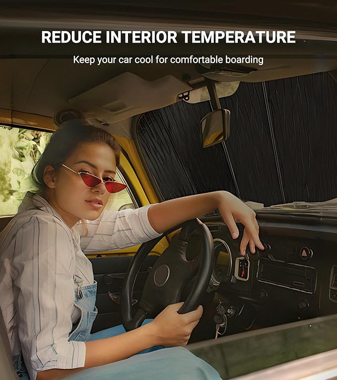 Pigenius Windshield Sunshade for Jeep Wrangler 2007-2010 Front Window Shade - AstraGuard