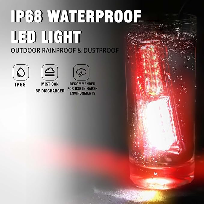 WINECO 8PCS LED Strobe Lights 12V Sync Feature Red White 12LED Emergency Hazard Warning Lights with Strobe Controller for Trucks Vehicles ATV RV Cars Van