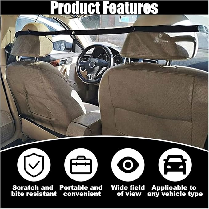 JOYCOURT Car Dog Barrier Net, Auto Protection Fence Net Backseat Mesh Pet Barrier, Car Stretchable Obstacle Mesh Divider Net Car Adjustable Safety Mesh for Most Cars, Trucks, SUVs (44"×24")
