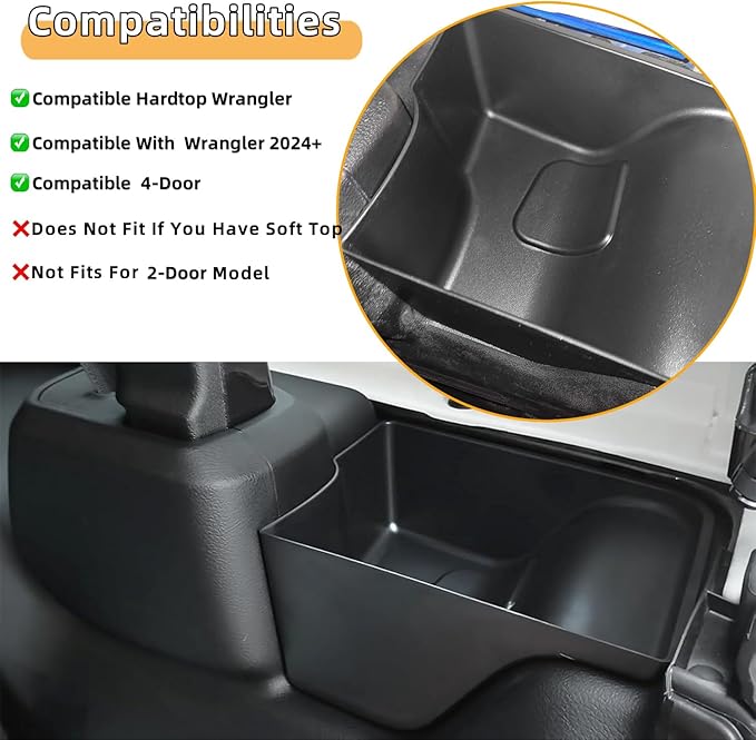 YOCTM Trunk Organizers Tray for 2024 2025 Jeep Wrangler JL JLU 4xe Sports Rubicon Tailgate Rear Cargo Side Storage Box Black Interior Accessories 2-PACK