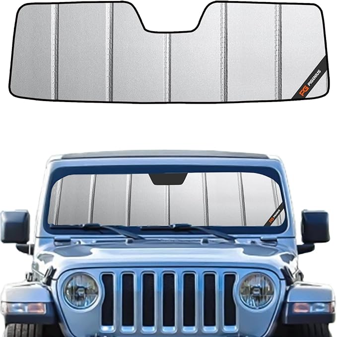 Pigenius Windshield Sunshade for Jeep Wrangler 2011-2017, Wrangler JK 2018 Front Window Shade- Safeguard