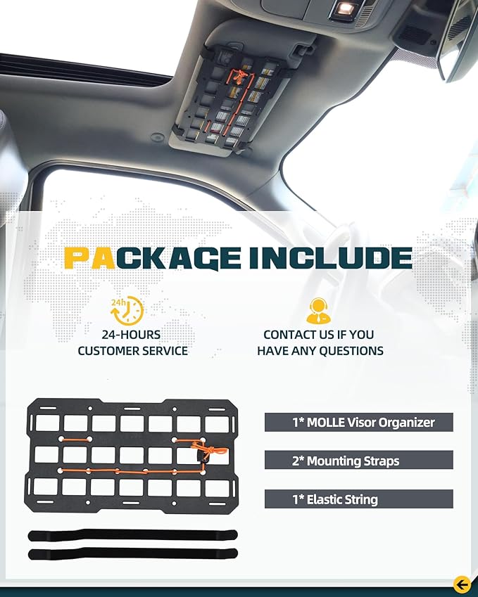 Trumgeta 7"x13" Universal Sun Visor Organizer Rigid MOLLE Panel for Vehicle Car SUV Trucks Tactical Gears Interior Accessories