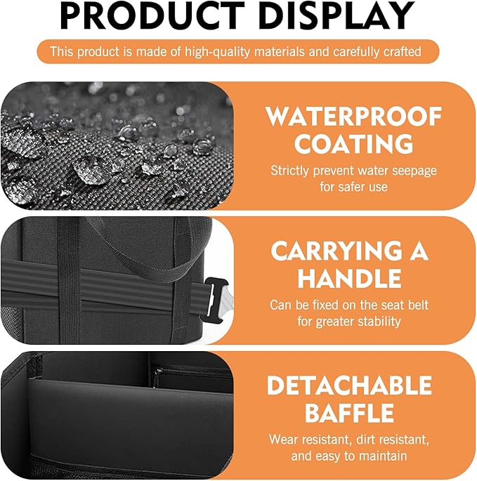 Car Seat Organizer, Backseat Car Organizer, Collapsible Organizers and Storage with Handles and Mesh Pockets, Fit for Front/Rear Consoles Back Seats (Black)