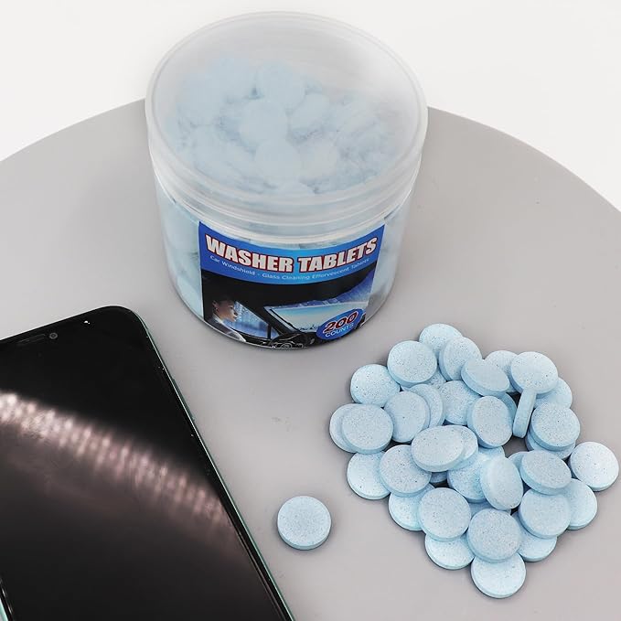 200 PCS-Car Windshield Washer Tablets, Glass Cleaner, Concentrated Effervescent Tablets, Solid Windshield Effervescent Wiper Tablet for Car Window Glass Cleaning