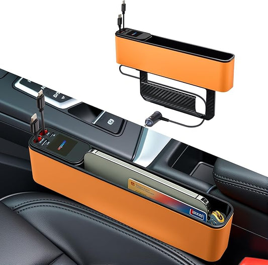 MQOUNY Car Seat Gap Filler with Retractable Car Charger, 36W Cars Adapter USB C Fast Charger for iPhone 17 Pro Max 16 14 13, Multifunctional Seat Side Gap Filler,Car Accessories Birthday Gifts