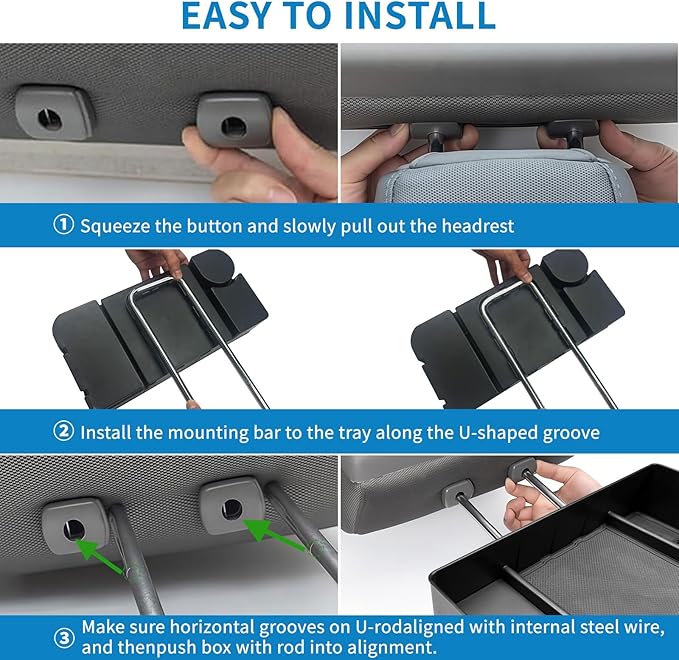 Zxiaochun Center Console Seat Headrest Organizer for 2011-2024 2025 Ford F150 F250 F350 F450 F550 F650 Accessories, Storage Tray with Non-Slip Rubber Mat (Jump Seat Only)