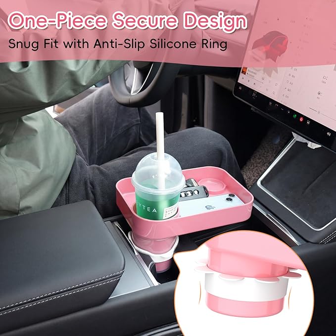 Kids Car Seat Tray, Travel Tray with Cup Holder for Toddler Baby, Kids Car Seat Food Snack Organizer for Road Trip, Stroller Snack Organizer Travel Must Haves Toddler Must Haves (Pink, 2 Packs)