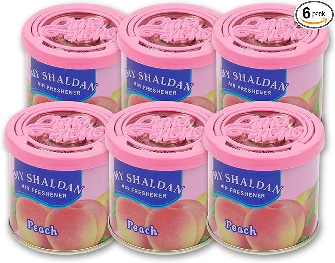 Auto Dynasty Pack of 6 My Shaldan Japanese Car Cup-Holder Natural Air Freshener Cans (Peach Scented)