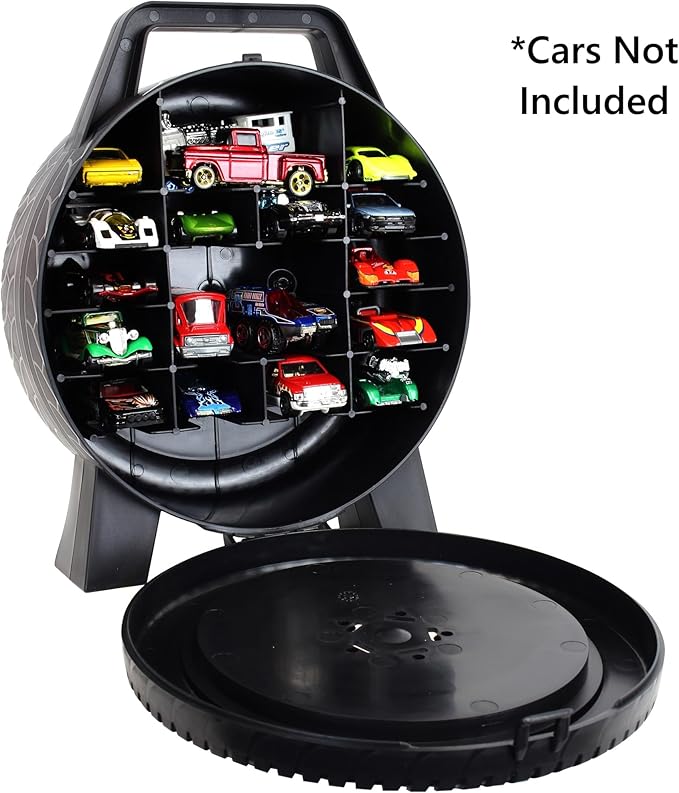 Mattel: Hot Wheels 30 Car Case - Wheel-Shaped Organizer, Storage Accessory, Holds 1:64 Scale Die-Cast Toy Vehicles, Play-Display, Officially Licensed Amazon Exclusive