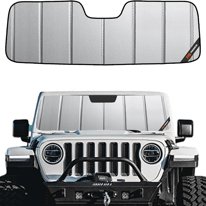 Pigenius Windshield Sun Shade for Jeep Wrangler 2007-2010 Window Sunshade - Safeguard