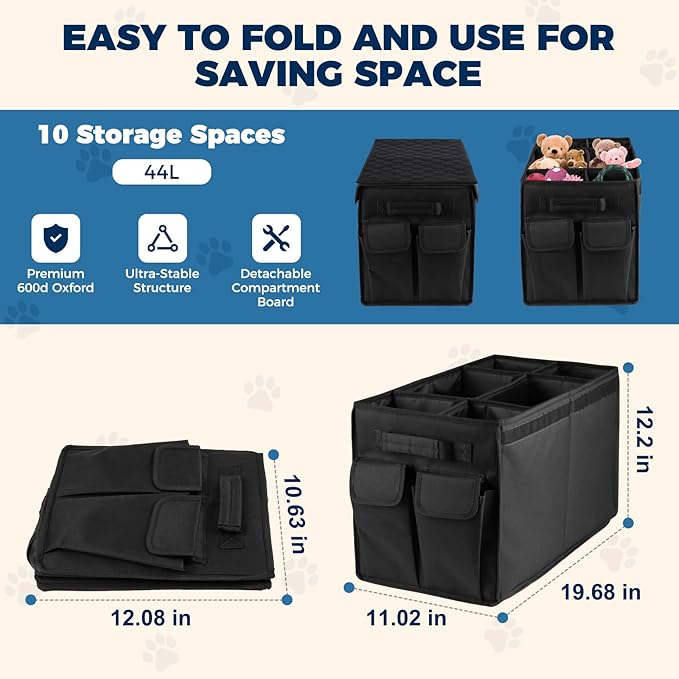 Back Front Seat Extender for Large Dogs Up to 200 Lbs, Adjustable Dog Back Seat Extender with Cushion & Storage Box, Car Organizer Gap Filler for Front or Back Seat