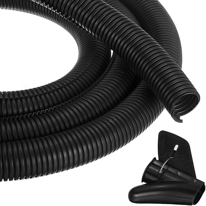 MECCANIXITY 1 1/4 Inch 10ft Split Wire Loom Tubing, Flexible Cord Protectors with Installation Tool Cable Management Sleeve Conduits Cover for Office Home Electrical Automotive Wires, Black
